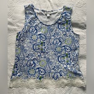 NWOT Coldwater Creek Lace Bottom Tank - Size M